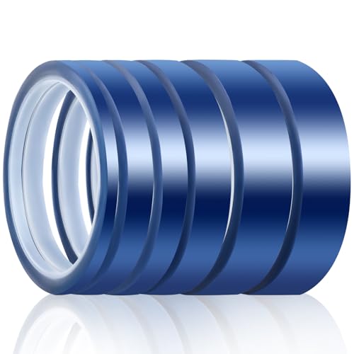 TPTGIAR 6 Rollos Cinta Termica Sublimacion, Cinta Alta Temperatura 5/10/15/20 mm x 33 m, Cinta Térmica para Sublimación, Cinta Resistente al Calor Azul para Electrónica Placa de Circuito Soldadura