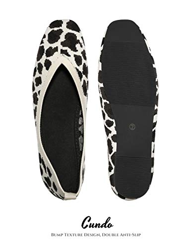 cundo Round Toe Flat Shoes for Women Knitted Comfort Ballet Loafers - Leopard - Image 4
