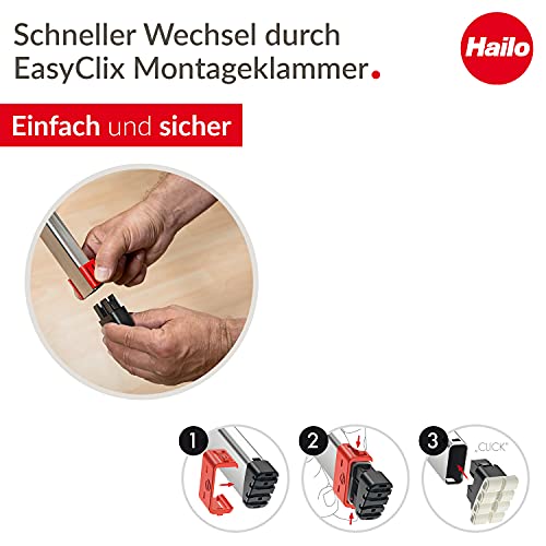 Hailo EasyClix Living Size L - Wechselfuß-Set für Hailo Stehleitern - einfach & schnell zu wechseln - schützt empfindliche Böden vor Kratzern und Streifen - rutschfester Stand - weiches Profil