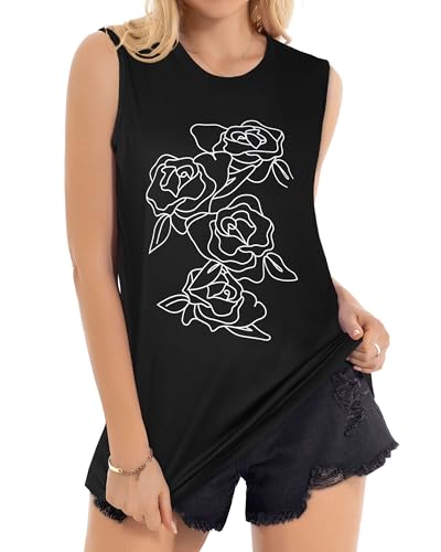 Image of Womens Tank Tops Summer Casual Sleeveless Top Loose Fit Basic Tunic Shirts