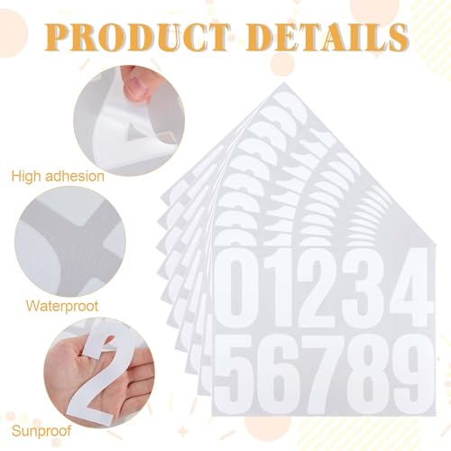 Abeillo 10 Blatt Zahlen Aufkleber 10 cm Weiß Wasserdichte Mailbox Nummern Aufkleber Selbstklebendes 0–9 Reflektierende Vinyl Nummernaufkleber für Postkasten, Schilder, Hausnummern