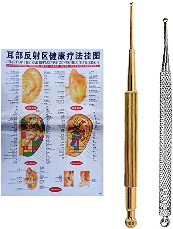 Facial Reflexology Tools, Double Headed Spring Loaded Ear and Body Point Probe Stimulator, Acupoint Search Massage Pen,Tool for Facial Stimulation Therapy