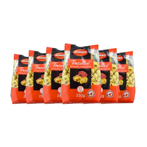 Pack 6× Tortellini al Huevo Rellenos de Carne Romero – 6×250 g (1.5 kg Total) | Pasta Rellena Tradicional | Tortellini con Carne | Ideal para Salsas y Recetas Italianas