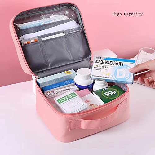 Image of First Aid Bag Empty, Travel Medicine Bag for Travelling Camping Hiking, Large Capacity Family Medical Bag (Large, Pink)