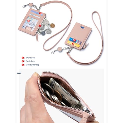 Genuine Leather Neck Wallet ID Holder Credit Card Wallet With Zipper Coins Pocket4