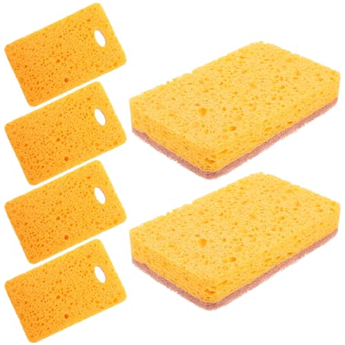ADOCARN 6 Esponjas de Limpieza Multifunción de Esponja Natural Amarilla para Cocina y Fregadero, Duraderas y Prácticas para Uso Diario