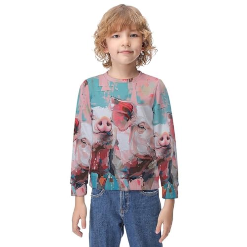 Happy PigsChildren's Casual Pullover Sweatshirt Loose Fit10-12Y