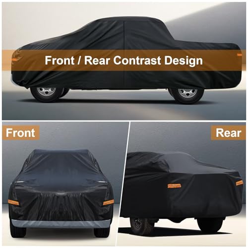 Image of Kayme Truck Cover Custom Fit Chevy Silverado 1500(1998-2018) Regular Cab Long Bed. Full Exterior Heavy Duty Outdoor Pickup Truck Car Cover Waterproof All Weather.Car Tarp for Wind Sun Dust Protection.