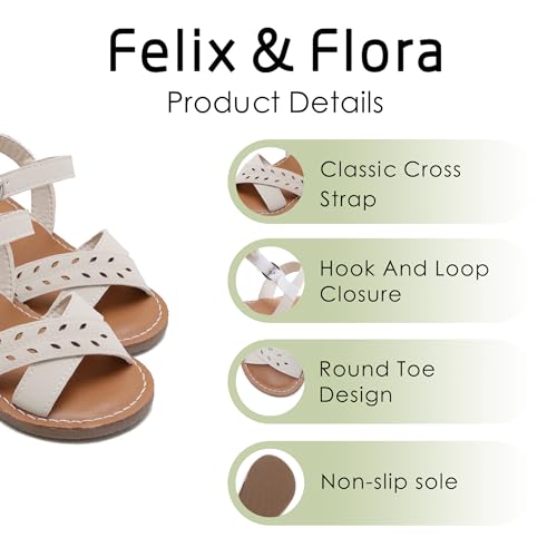 Image of Felix & Flora Toddler Girl Sandals - Little Girl Easter Dress Shoes Lightweight Open Toe Beach Holiday Flats
