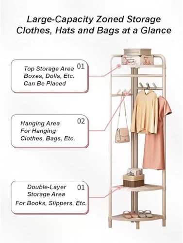 Porte-vêtements d'angle en métal blanc pour optimiser les petits espaces avec étagères - 3