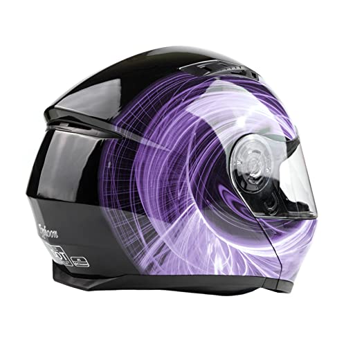 Typhoon Th158 Adult Modular Motorcycle Helmet Dot Dual Visor Full Face Flip-Up - Purple Medium #TOP2