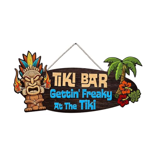 Tiki Bar Accessories - Wooden Sign for Cabin and Living Room Decoration Outdoor Garden Hanging Bar Beach Style