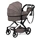 Bayer Design 17086AB Puppenwagen Xeo mit Tasche, höhenverstellbarer Griff, Schwenkschieber, wandelbar als Puppenjogger, bewegliche Vorderräder, integrierter Korb, Cappuccino