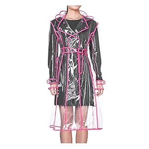 Imperméables Imperméable Transparent en Plastique Clair Long Dames Femmes Hommes Manteau De Pluie Vestes À Capuche avec Ceinture (Color : A-04, Size : XL)