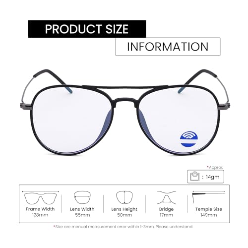 ROYAL SON Unisex Aviator Blue Ray Cut Ultralight Spectacle Frames - Fragile - Image 5