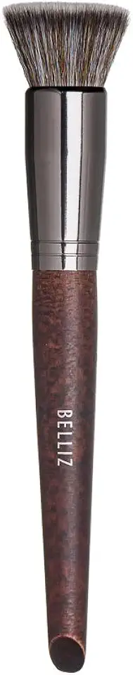 Pincel Wood Kabuki Reto, Belliz, Marrom/ Cinza