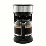 OVENTE 12-Cup Drip Coffee Maker with Borosilicate Glass Carafe, One-Touch Operation Machine, Anti-Drip System, Reusable Filter and Clear View Water Level Gauge, Ideal for Home or Office, Black CM412B