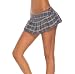 Lziizl Women Role Play Schoolgirl Skirt Lingerie Mini Plaid Pleated Skirt Dress Grey S