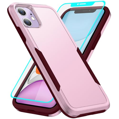 Coque iPhone 11 avec protection écran HD intégrale rigide rose