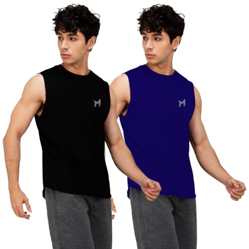 Image of Solid Sleeveless Cotton Regular Fit Mens Stylish Top Tanks Vest T-Shirt (Combo Pack of 2)
