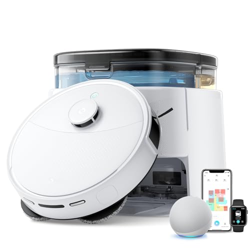 Lefant Robot Vacuum and Mop, 12000Pa Suction, Self Emptying, Auto Mop Washing and Drying for Hands-Free, Anti-Tangle Brushes, Dual Spinning Mop for Pet Hair Dust, Wi-Fi/App/Alexa/iWatch Cont