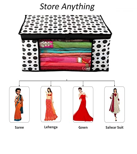 Image of IMMERSE Non-Woven Saree Cover Storage Bag With Transparent Window /Cloth Covers With 2 Premium zip /Saree Organizer for Garment Covers with a capacity of up to 8 sarees (Pack Of 6) (Black Pack of 3)