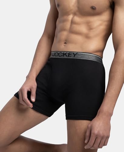 Image of Jockey 8009 Men Super Combed Cotton Rib Solid Boxer Brief with Ultrasoft and Durable Waistband (Pack of 3)