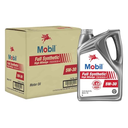 Image of Mobil Full Synthetic High Mileage Motor Oil 5W-30, 5 Quart | 75K+ Mile Protection | Seal Conditioner | Sludge Prevention