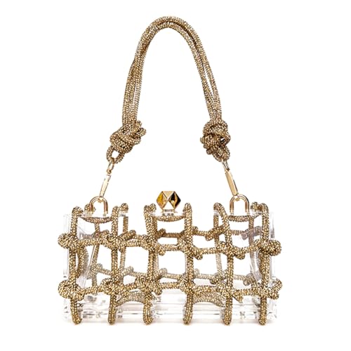 CUXVA Clear Acrylic Bag for Women Rhinestone Acrylic Clutch Crystal