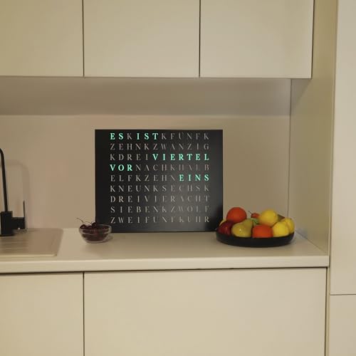 Wortuhr Build-Yours WordClock Jupiter aus gelasertem Edelstahl in Matt