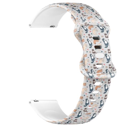 Compatible with Garmin Fenix 7/7 Pro, Fenix 6/6 Pro, Fenix 5/5 Plus, Epix (Gen2) / Epix Pro (Gen2), 22mm Sport Watch Band (Cute Colorful Catsgreat) Silicone Soft Strap Bracelet