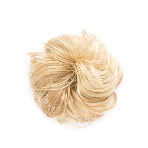 FIND BEAUTY Messy Bun Hair Piece Scrunchies Synthetic Curly Donut Updo Extensions for Women and Girls (Light Ash Brown & Bleach Blonde)