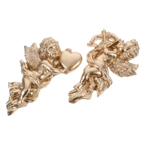 POPETPOP Lot De 2 Décorations Murales Anges En Résine, Art Mural Ailes D’ange, Accessoires Décoratifs Maison, Décoration De Couloir, Ornements Muraux Pour Salon Et Entrée