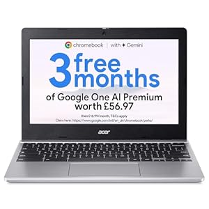 Acer Chromebook 311 CB311-12H Laptop – Intel N100, 4GB, 64GB eMMC, Integrated Graphics, 11.6″ HD, Google Chrome OS, Silver