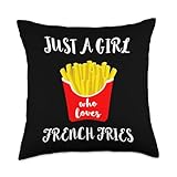 Just A Girl Who Loves French Fries Potato Fry Fastfood Throw Pillow