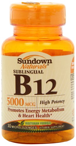 sundown high potency sublingual b12 5000 mcg 30 tablets pack of 3