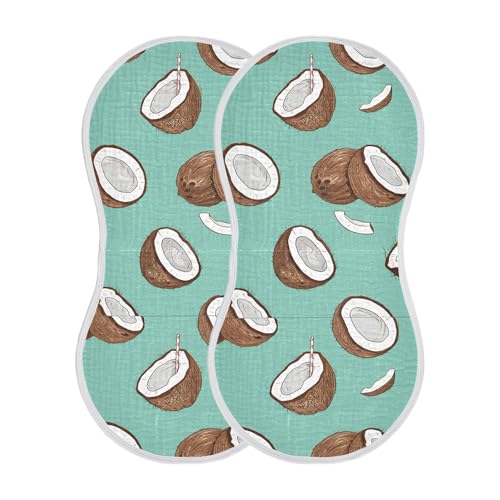 xigua Coconuts Muslin Baby Burp Cloths Set of 2, Super Soft & Absorbent Burping Rags, Cotton Burp Clothes Shower Gift for Newborn, Baby Girls and Boys2