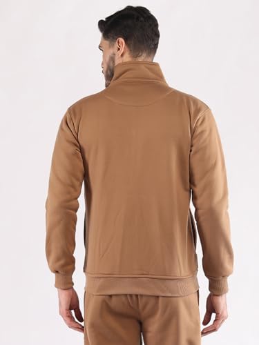 Image of CHKOKKO Fleece Men Winter Sports Running Zipper Collared Neck Stylish Jacket