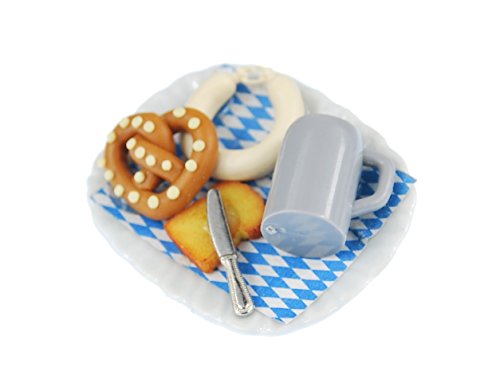 Miniblings Oktoberfest talerz broszka jedzenie piwo precel kiełbasa nóż do tostów — ręcznie robiona modna biżuteria I przypinka przypinki