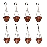 PALROTOP 8 Pack Small Plastic Hanging Planters, 7" Hanging Flower Plant Pots Basket Planter Holder R