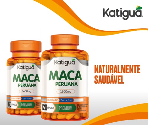 Maca Peruana, Sem sabor, Vegan products, Katiguá, 60 Cápsulas de 1600mg, Laranja