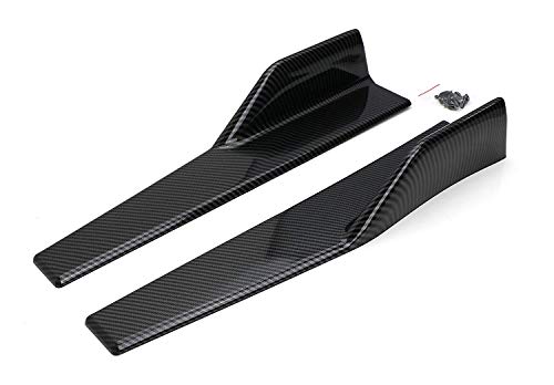 Ijdmtoy Left/Right Black Carbon Fiber Pp Universal Rear Side Skirt Winglets Diffusers Compatible With Car Truck Suv #TOP1