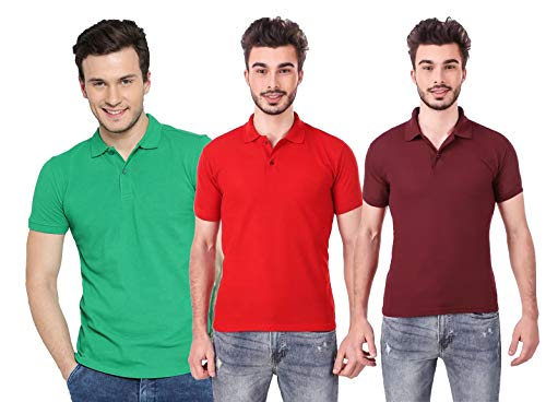 Cynak Men’S Regular Fit Polo Shirt (5,9,7 Brown,Sea Green,Redxl, Red Xl)