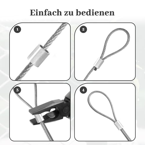 SDLDEER Aluminium Pressklemmen Alu Drahtseilklemme 3mm, 120 Stk Metallhülsen für Drahtseile Alu Ovale Würgeklemmen, Alu Presshülsen 3mm Seilklemme Stahlseil für Stahlseil Drahtseil Kabel Seilverbinder