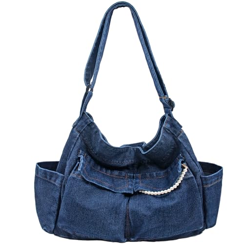 Women's Stylish Large Denim Crossbody Messenger Bag for Woman Spacious
