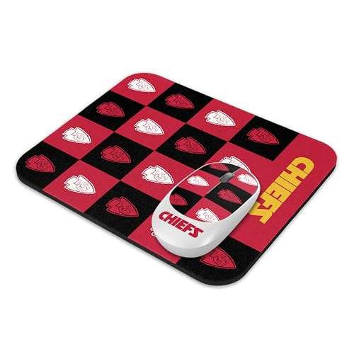 SOAR NFL Wireless Mouse and Mouse Pad- Checkered, Kansas City Chiefs
