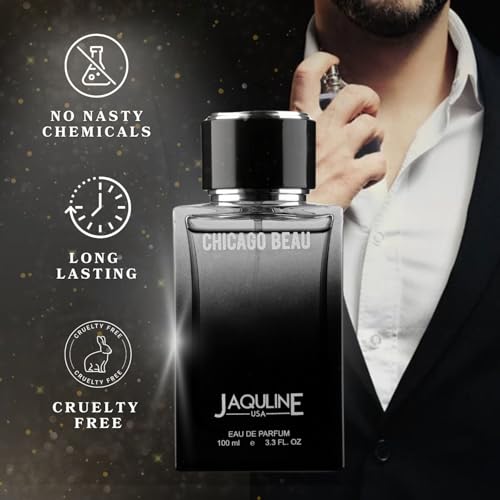 Image of JAQULINE USA Chicago Beau Premium Long Lasting Perfume | Men Women | Woody, Citrus & Musky | Sophisticated Versatile Fragrance - 100ml