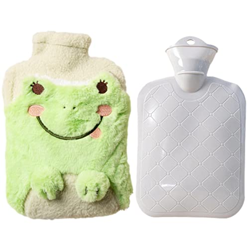 Fovolat Hot Water Bottle | Washable Hot Water Bottle with Cute Fleece,Frog Chick Cute Water-Filled Hand Warmer for Women Girls Kids, 500ml/ 1000ml