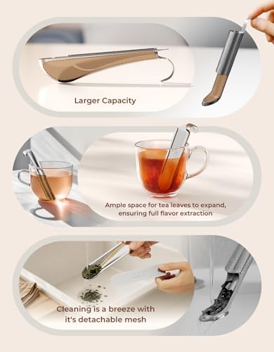 Tea Infuser for Loose Leaf Tea, 2-in-1 Tea Scoop Infuser Fine Mesh Tea Strainers for Loose Tea Single Cup, 304 Stainless Steel Loose Leaf Tea Steeper - Image 6
