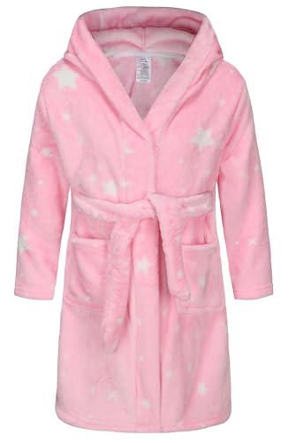 Image of Kids Hooded Bathrobe Girls Soft Plush Hooded Flannel Pajamas Sleepwear Boys Spa Robe